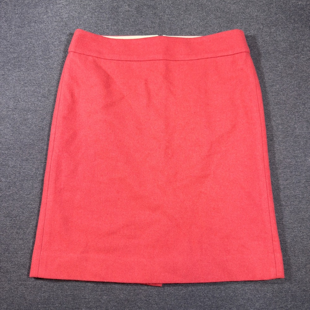 J. Crew Pencil Skirt Women 6 Coral Pink Wool Blend Lined Back Vent Professional